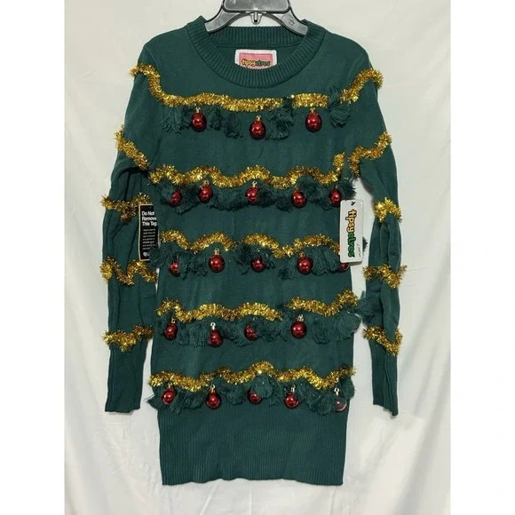 Tipsy Elves | Sweaters | Tipsy Elves Tinsel Tree Christmas Ugly Sweater  Dress Size Xs | Poshmark